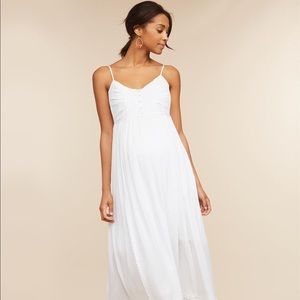 White crochet trimmed maternity maxi dress
